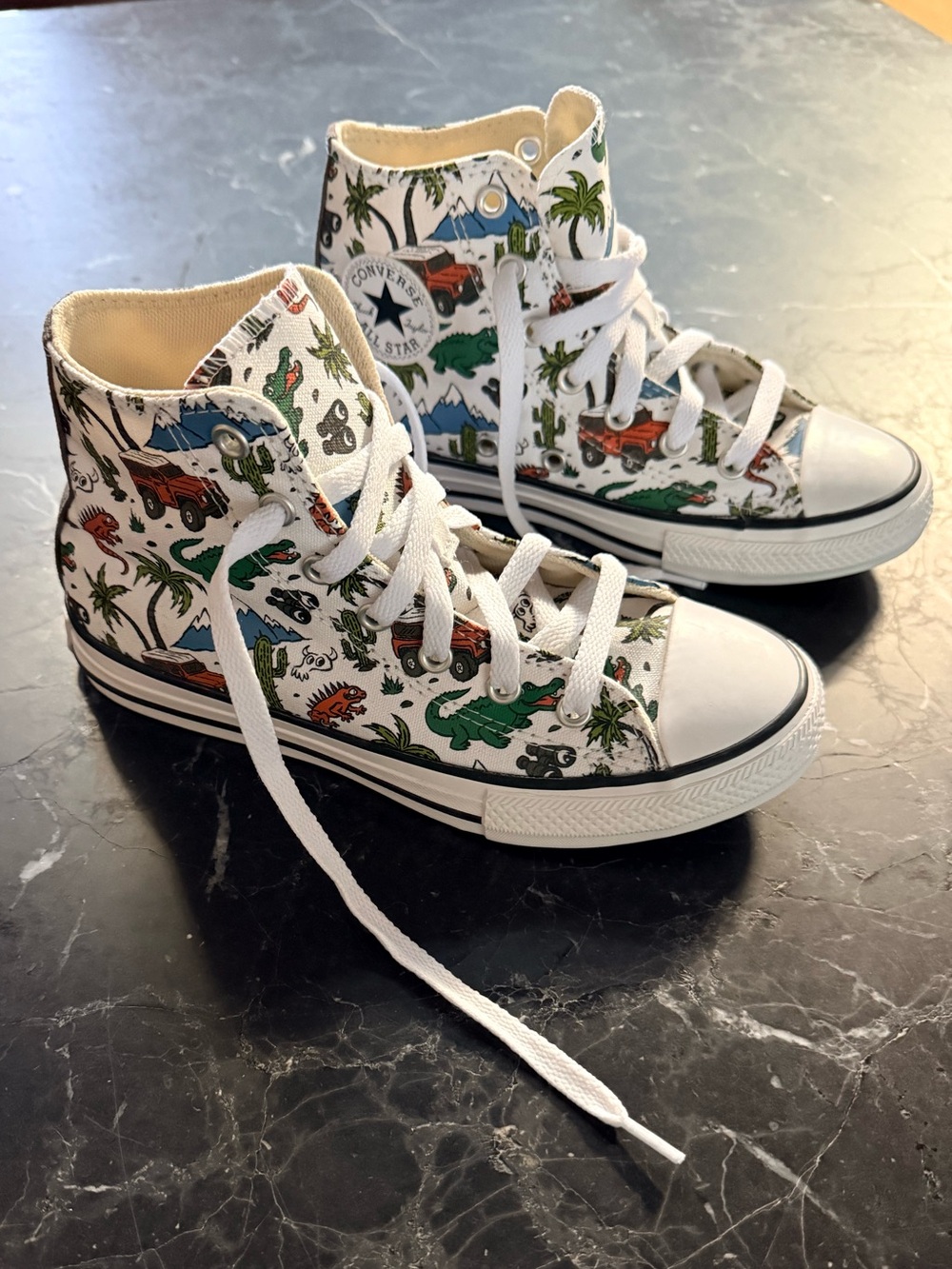 Rare Converse Kids' High Top Sneakers - White with Jungle Print Land Rover
